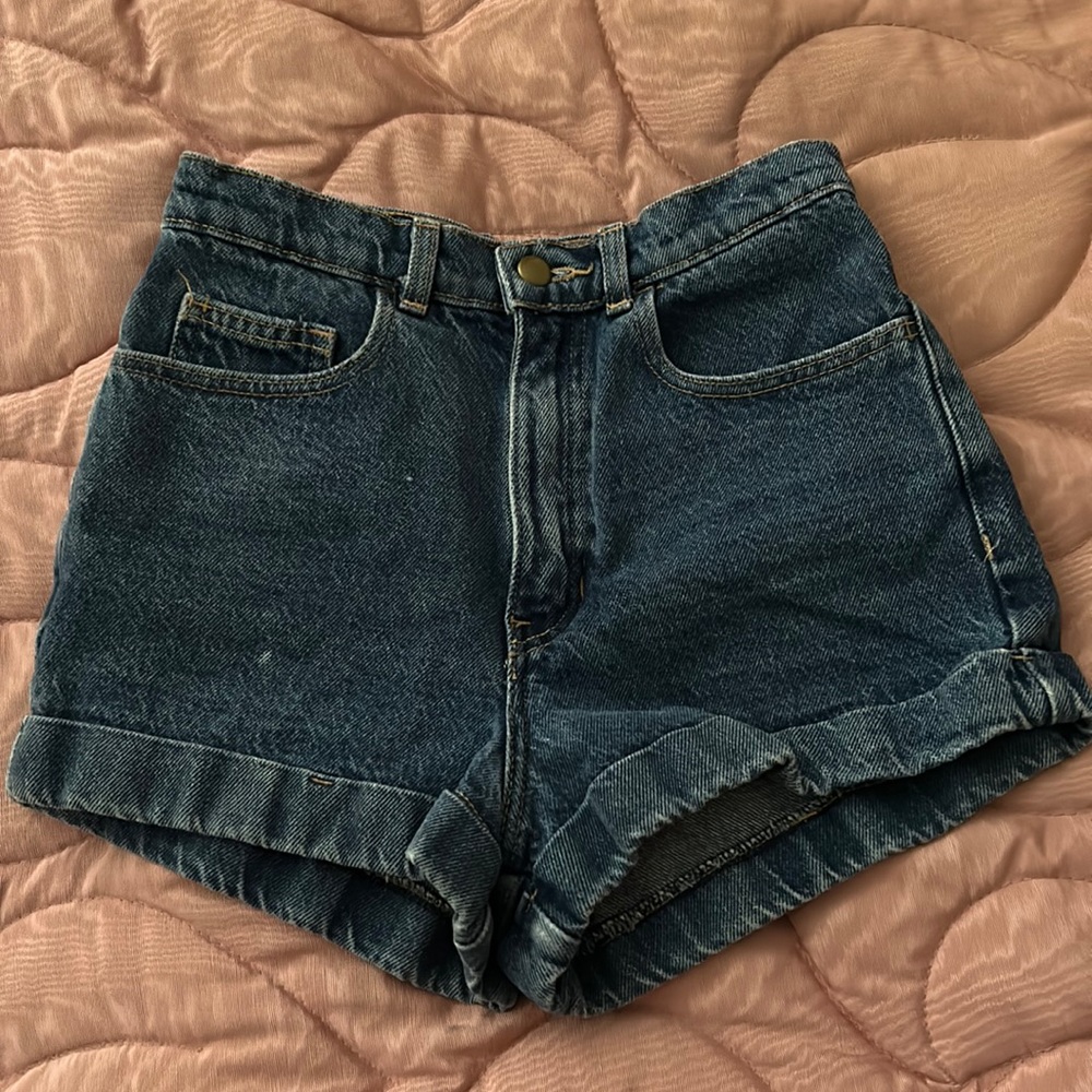 AMERICAN APPAREL high waisted denim shorts